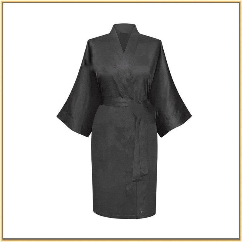 Elastic Imitation Silk Pajamas Solid Color Female Nightgown Elastic Plain Short Nightgown - Mubimart