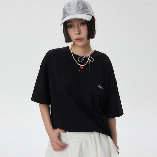 Letter Print Short-sleeve T-shirt For Women - Mubimart