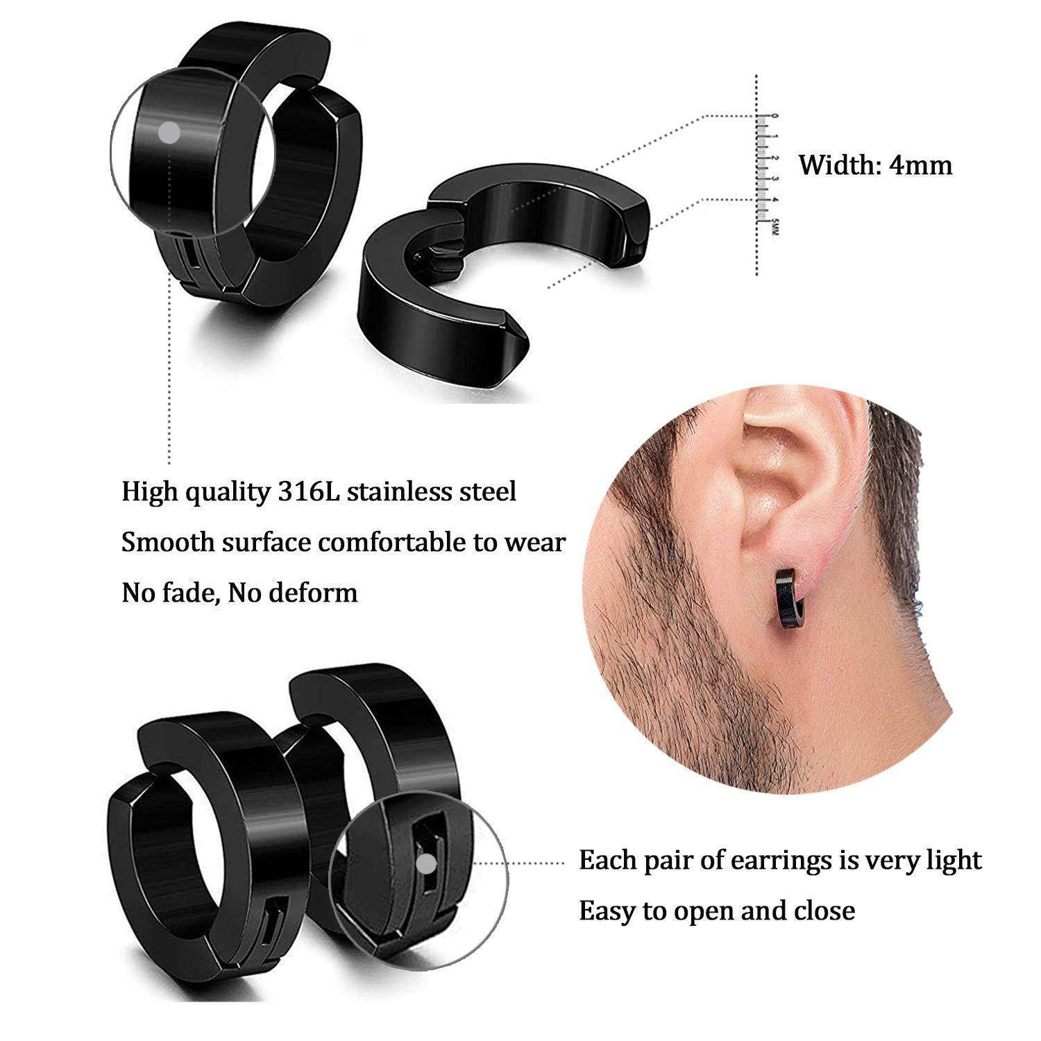 Non-Pierced Cross Zircon Magnet Titanium Steel Stud Earring For Men - Mubimart