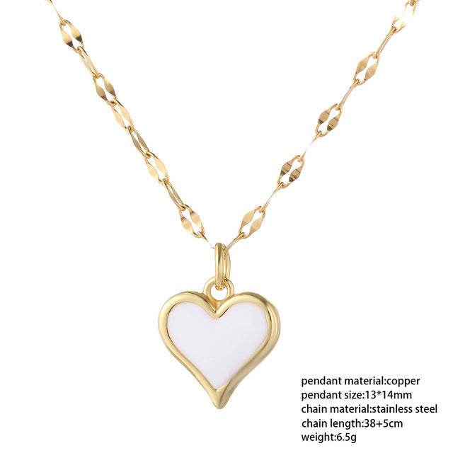 Red Heart Love Pendant Necklace For Women Choker Long Chains - Mubimart