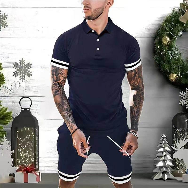 Mens Short Sets 2 Piece Outfits Polo Shirt Fashion Summer Tracksuits Casual Set Short Sleeve And Shorts Set For Men - Mubimart