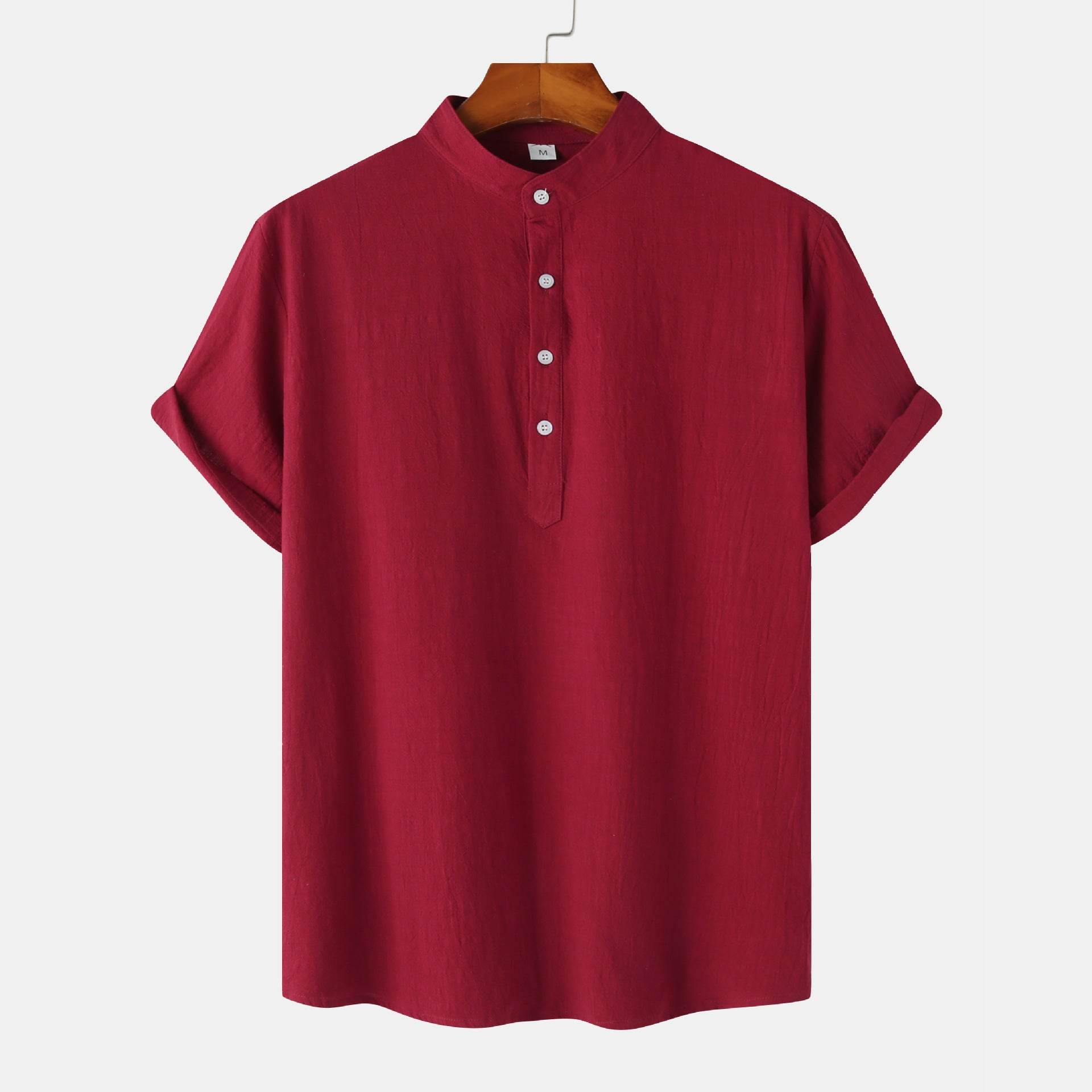 Casual Solid Color Shirt Short Sleeve Shirt Beach T-Shirt Tops Summer Mens Clothing - Mubimart