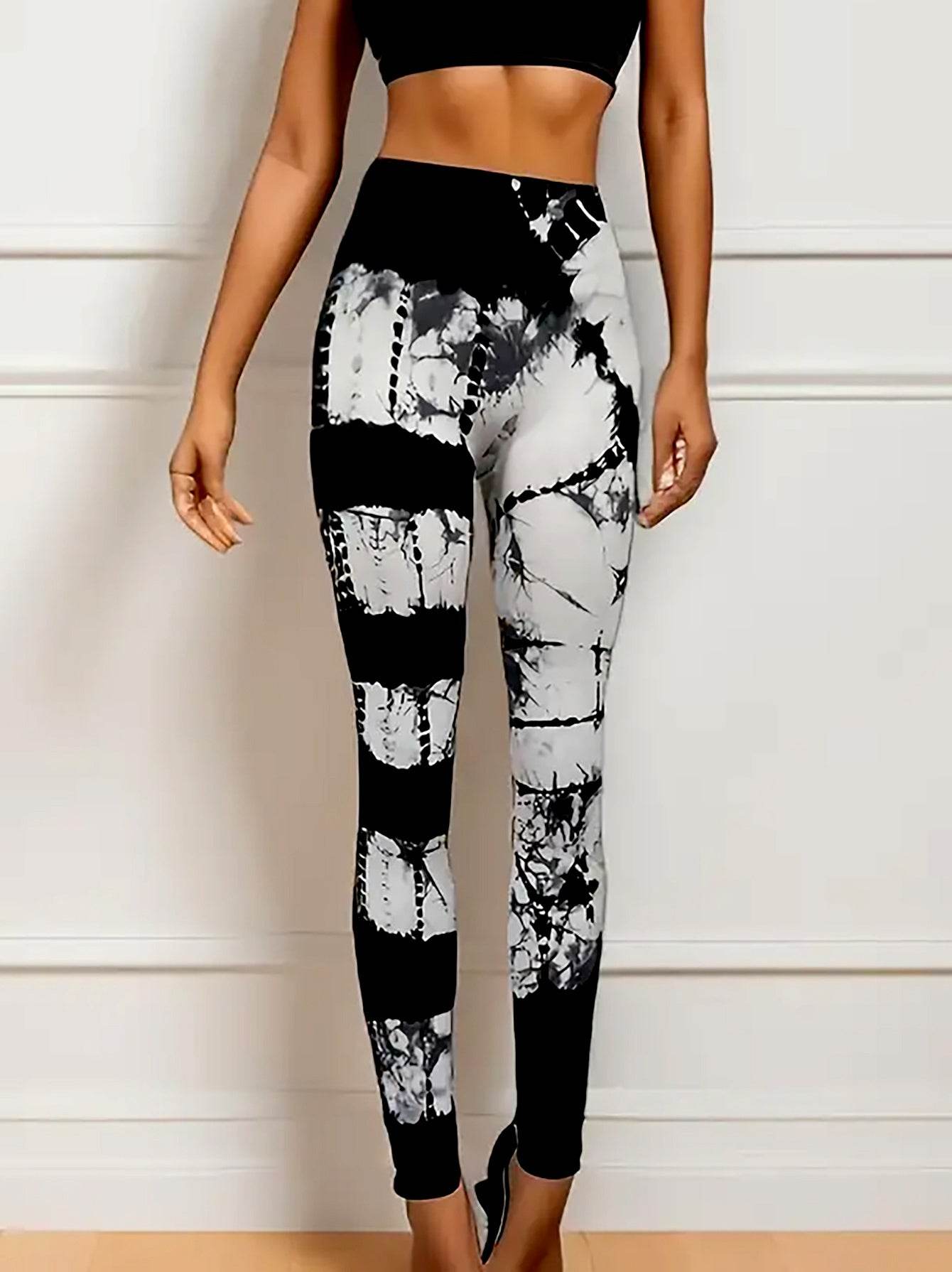 Tie-dye High Waist Tummy Control Butt Lifting Moisture Wicking Quick Drying Seamless Tie Dye Yoga Pants, Running Sports Tight Pants, Women's Activewear - Mubimart