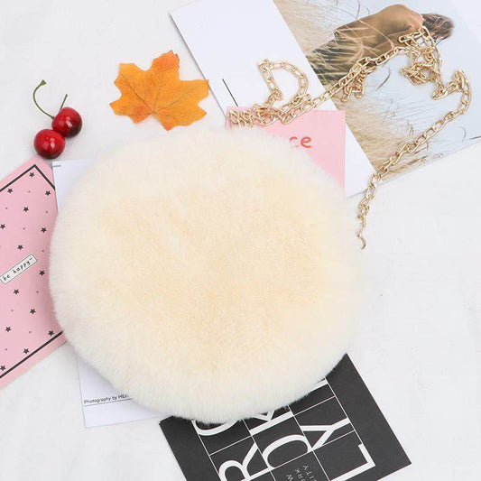Women's Stylish Round Plush One-shoulder Satchel - Mubimart