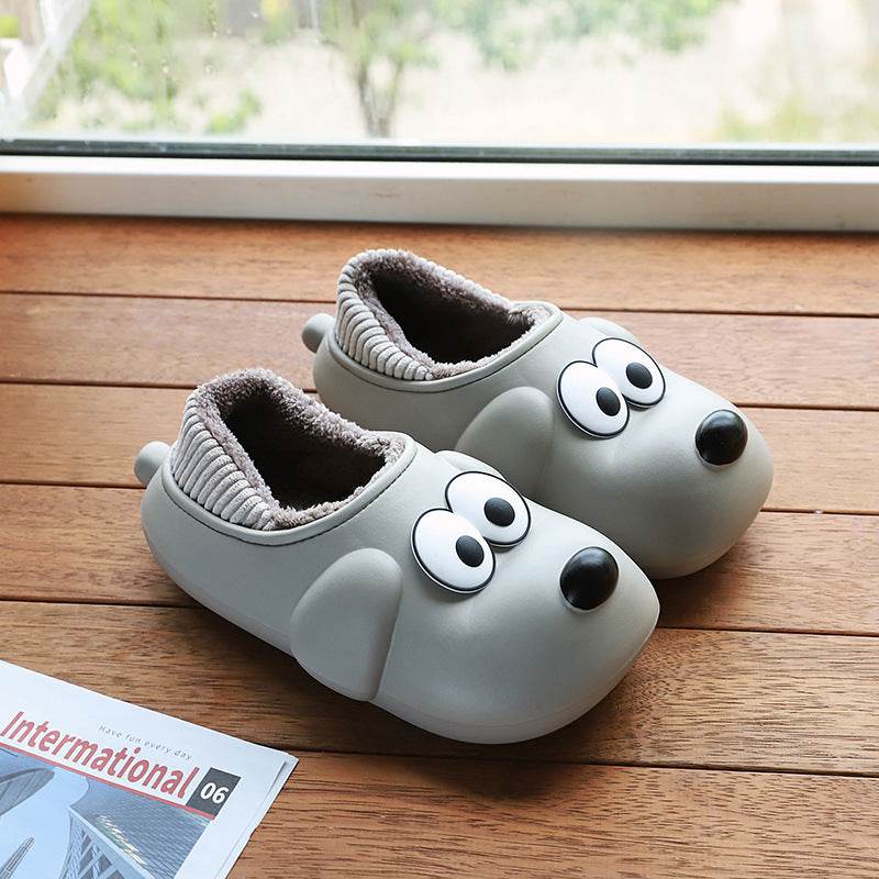 Cute Dog Shoes EVA Winter House Shoes Unisex Fuzzy Slippers - Mubimart