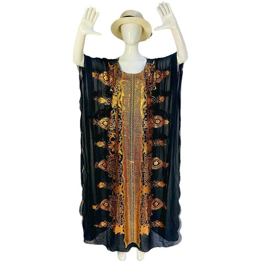 Plus Size Chiffon Elegant Graceful Sequined Shawl Gown - Mubimart