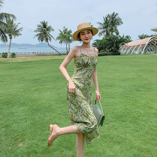 Women's Slim Fit Floral Print Slip Dress - Mubimart
