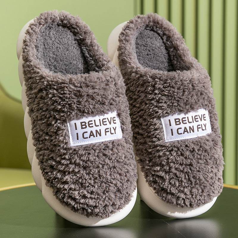 Warm Plush Slippers Home Shoes For Women Couple Winter Slippers - Mubimart