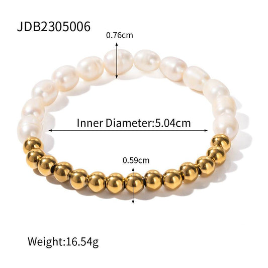 Fresh Water Pearl Ball Beads Beaded Bracelet For Women - Mubimart