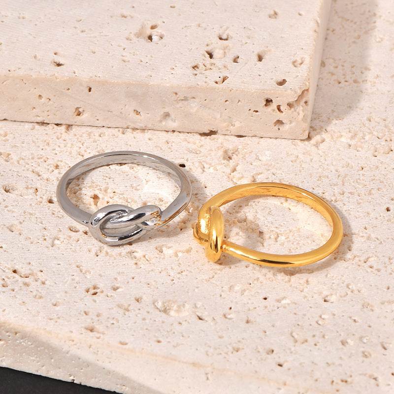 Knotted Heart Knot Titanium Steel Hipster Men And Women Neutral Tail Ring - Mubimart