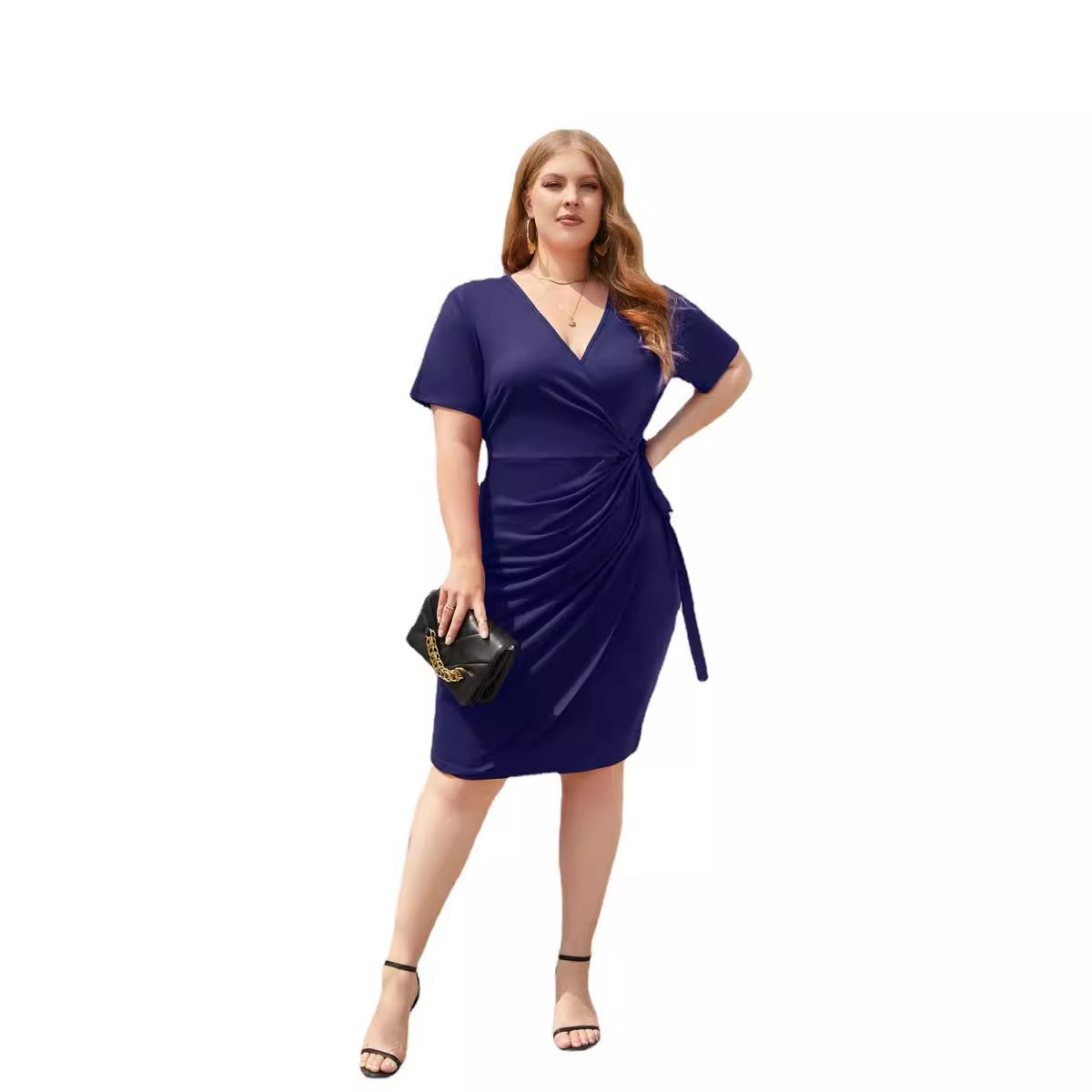 Plus Size Women's Solid Color Casual Holiday Dress - Mubimart -  