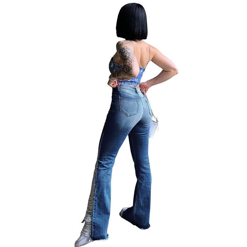 Women's Stretch Ripped Flared Jeans - Mubimart