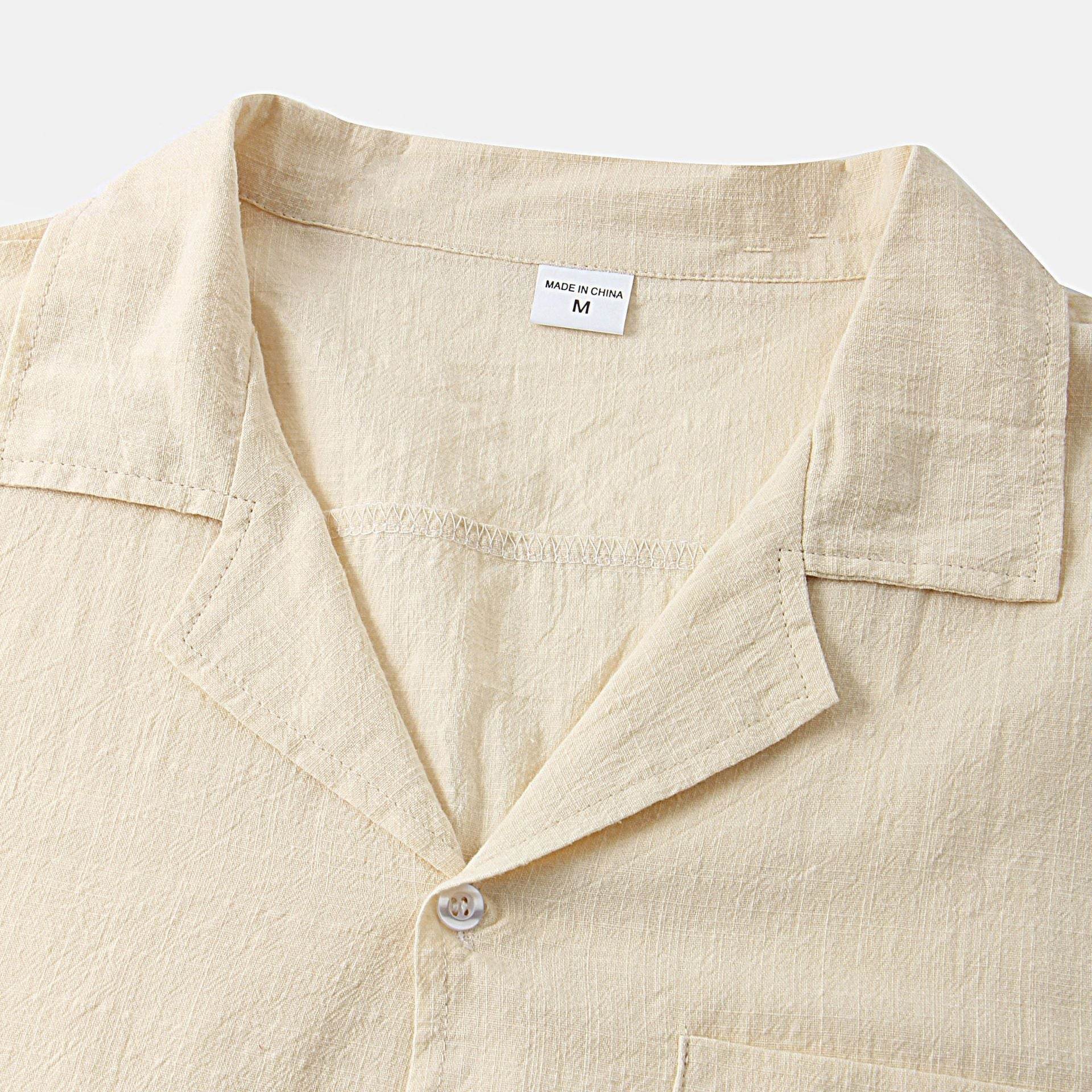 Cotton Linen Short Sleeve Shirt Men Linen Casual Half - Mubimart