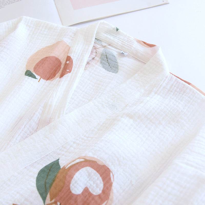 Women's Fashionable Cotton Kimono Gauze Pants Loungewear - Mubimart