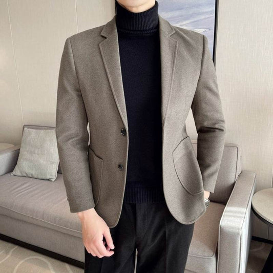 Lightly Mature Woolen Blazer Thick Woolen Coat Leisure Suit - Mubimart