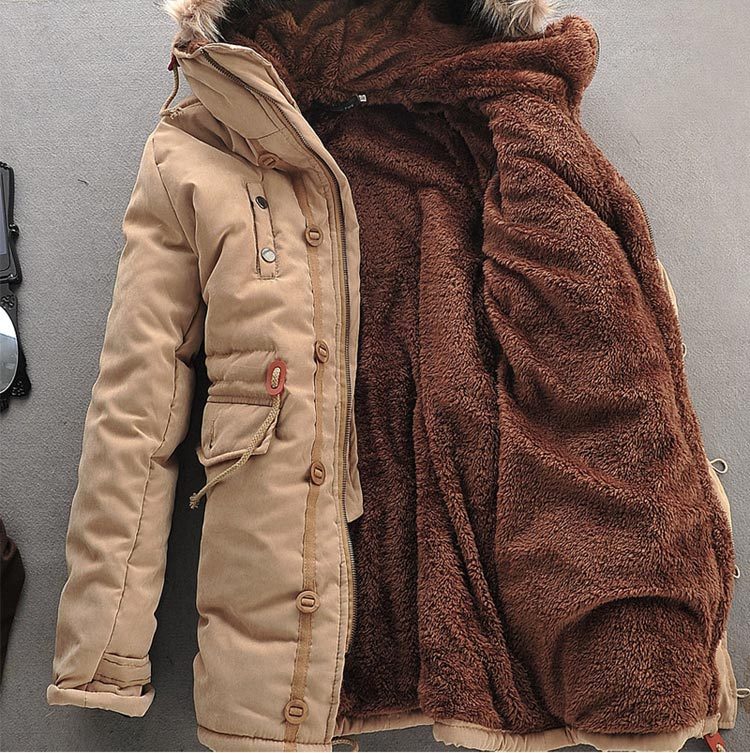 Men Winter Coat Lamb Wool Liner Thick Padded Jacket Men's Cotton Coat