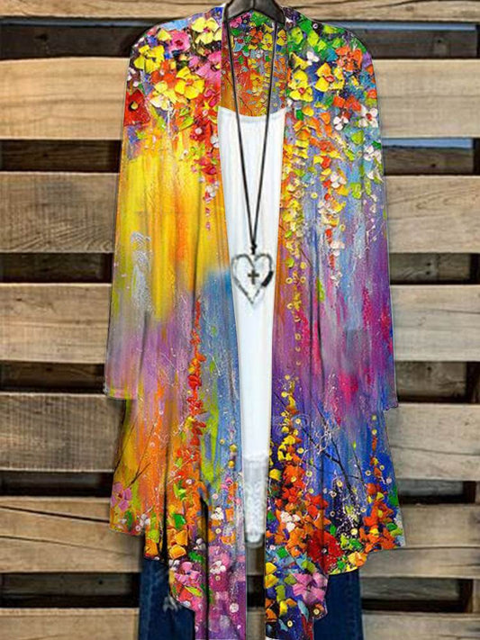Simple Cardigan Plus Size Women's Printed Coat Top - Mubimart