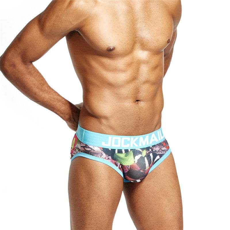 Men's Low Waist Printed Briefs - Mubimart