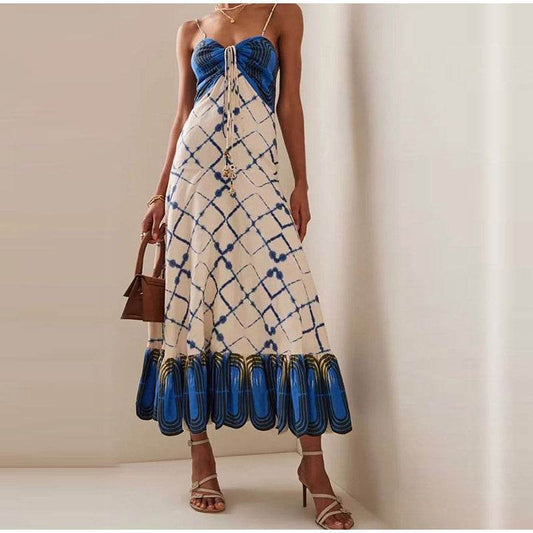 Ladies Positioning Print Slip Dress - Mubimart