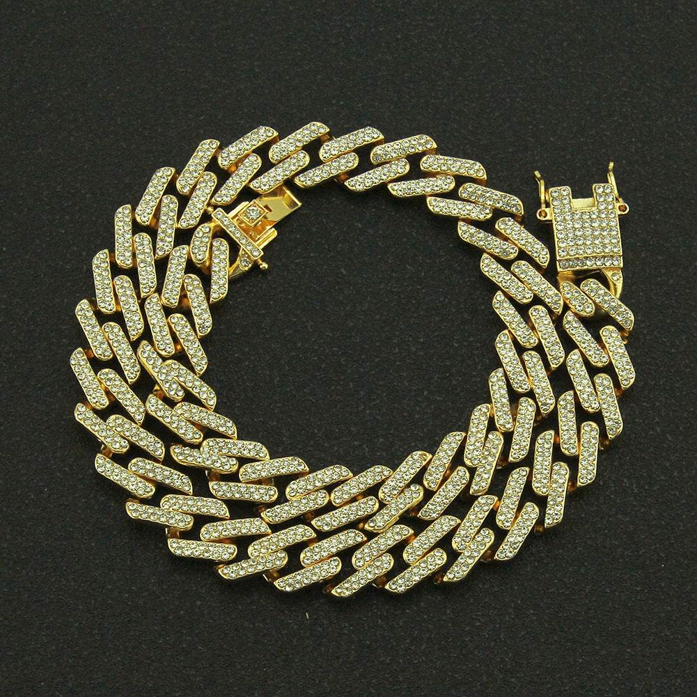 Mens Fashion With Colored Diamonds Geometric Square Cuban Chain Necklace - Mubimart