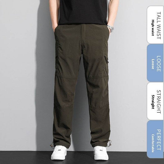 Thin Overalls Men's Casual Loose Ultrathin Khaki Straight - Mubimart