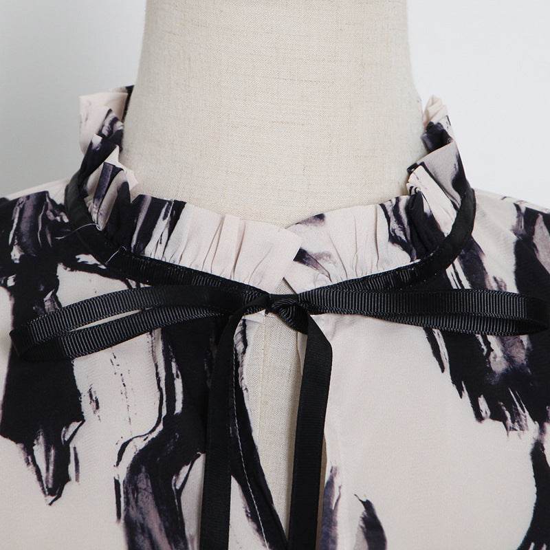 Women Maxi Dress Female Long Sleeve Printed Robe Lady - Mubimart
