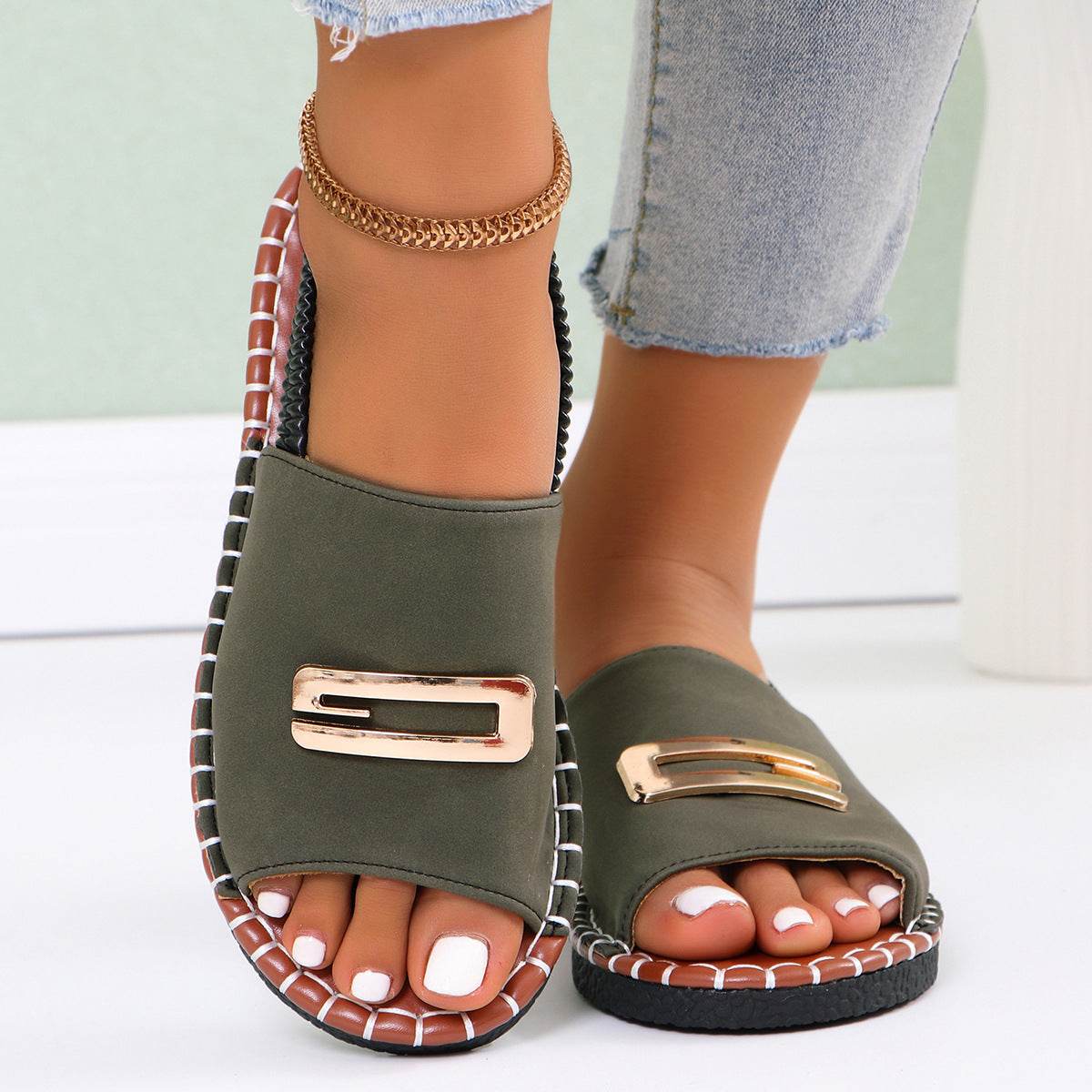 Sandals Women's Flat Bottom Comfort Fish Mouth - Mubimart