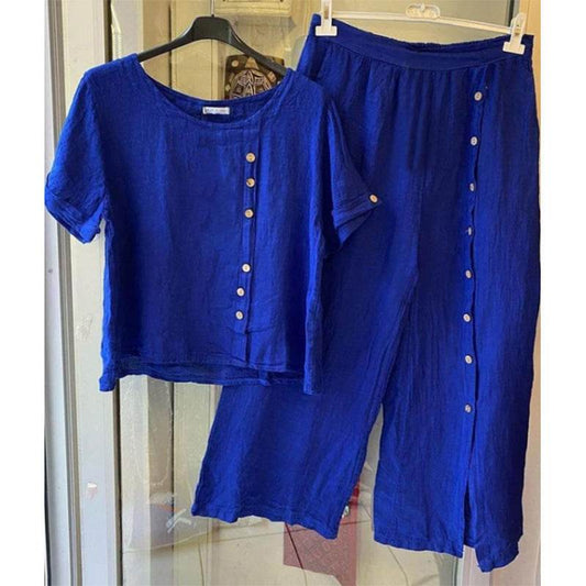 Women's Short Sleeved Top And Capris - Mubimart