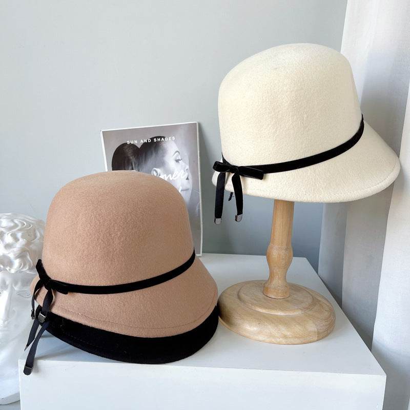Wool Felt Hats Fine Bow Ladies - Mubimart