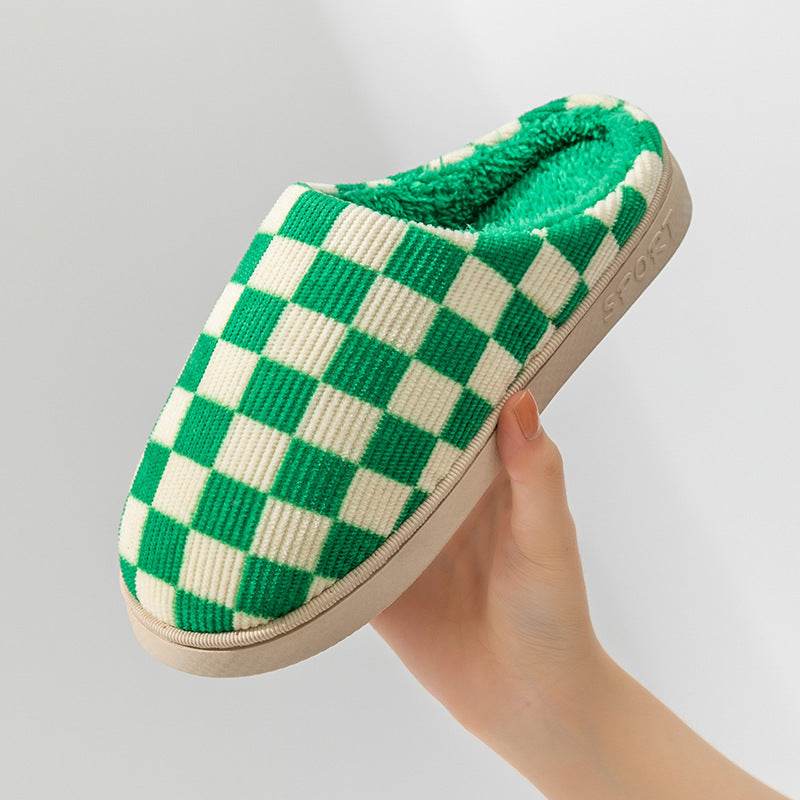 Gradient Slippers Plush Winter Shoes Women House Bedroom Slippers - Mubimart