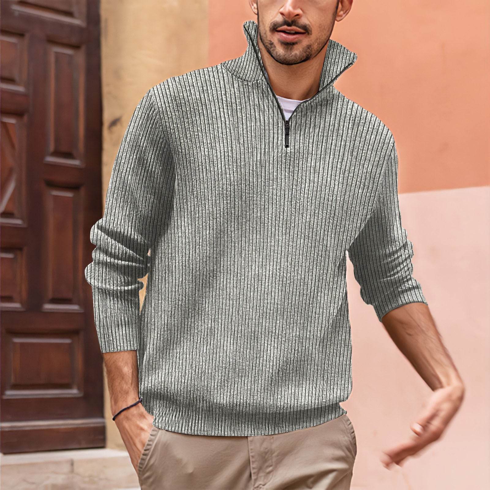 New POLO Zip High Neck Men's Polo Shirt - Mubimart