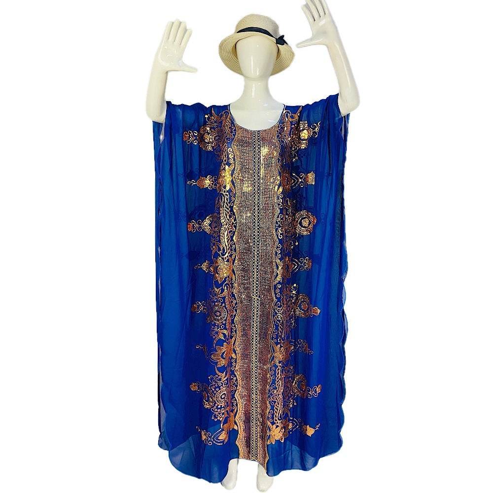 Plus Size Chiffon Elegant Graceful Sequined Shawl Gown - Mubimart