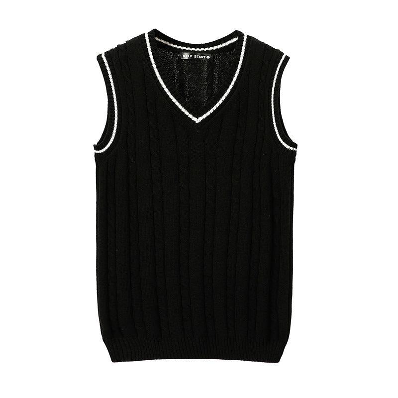 V-neck Vest Twisted Pullover Sweater Men's Vest