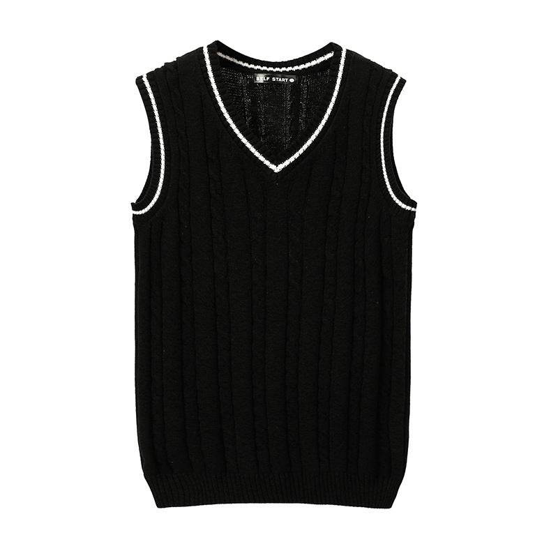 V-neck Vest Twisted Pullover Sweater Men's Vest - Mubimart