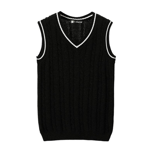 V-neck Vest Twisted Pullover Sweater Men's Vest - Mubimart