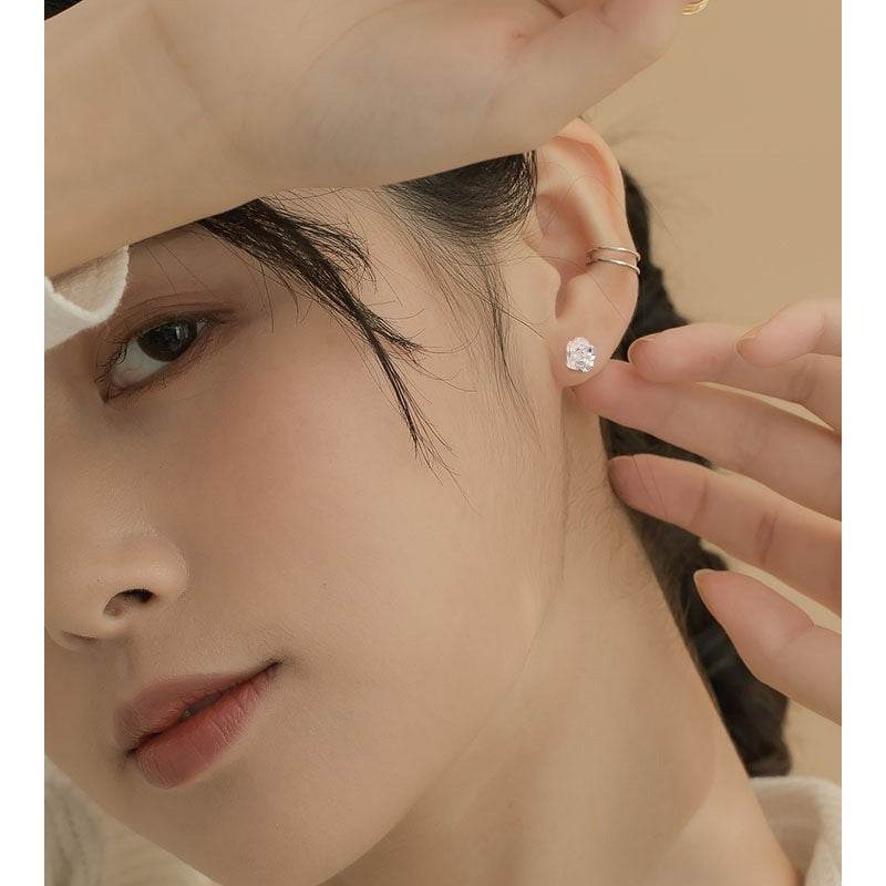 Silver Stud Earrings For Women Camellia Design Earrings - Mubimart