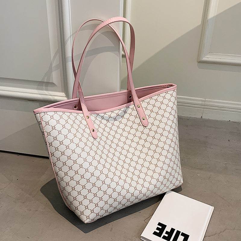 Handbag For Women Trends Brand Designer Striped Shopper Shoulder Shopping Bag - Mubimart