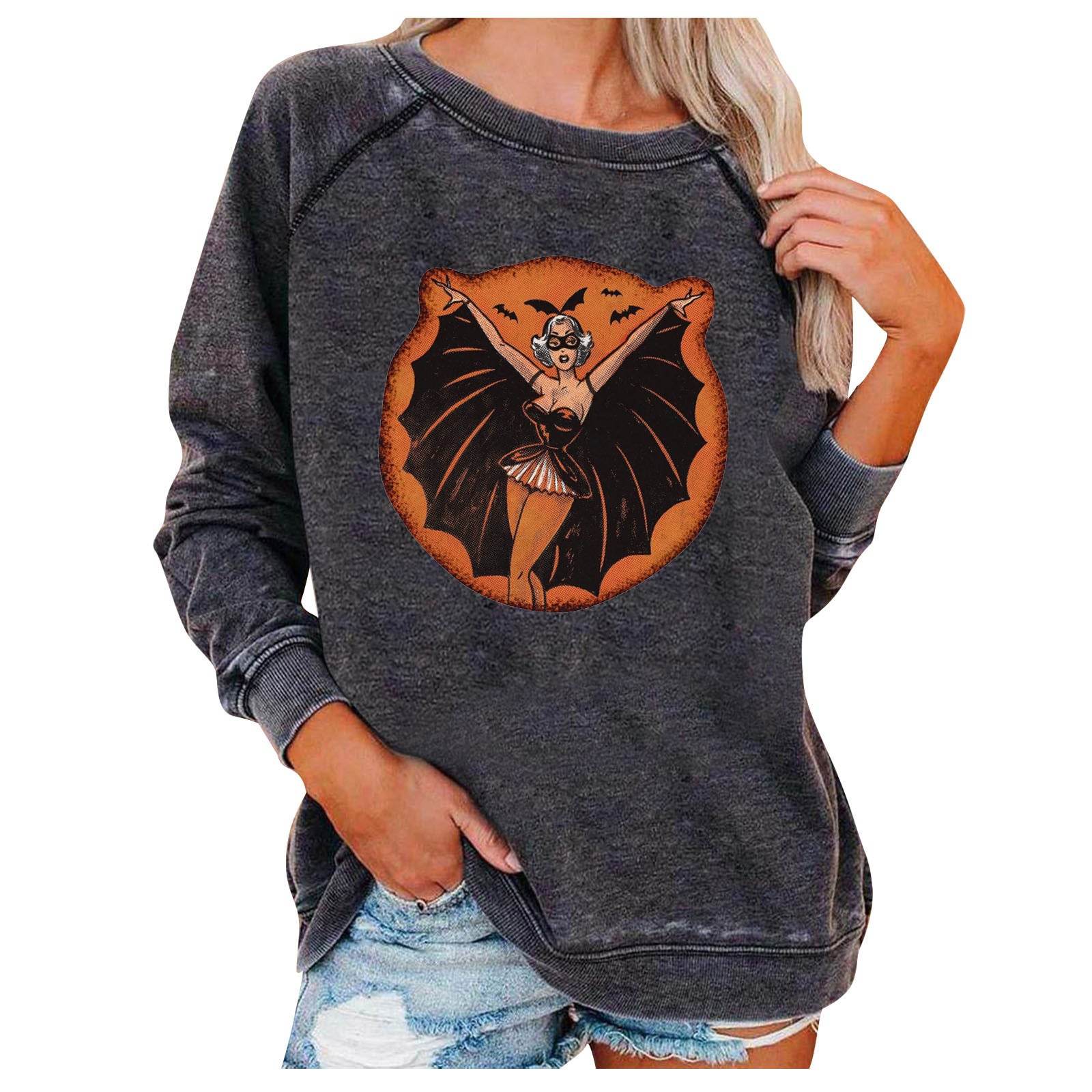 Loose Women's Tops Halloween Themed Sweatshirts - Mubimart