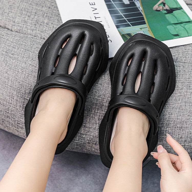 Fashion Clogs Shoes Summer Ankle-wrap Slippers Garden Beach Shoes - Mubimart