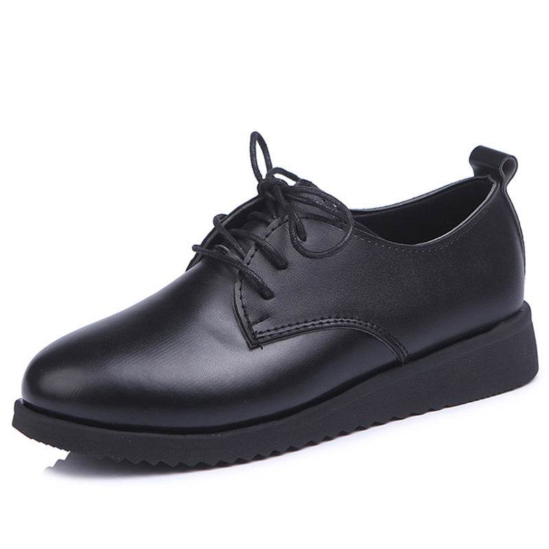 Black Flat-bottomed Round Toe Professional Work Shoes Women - Mubimart