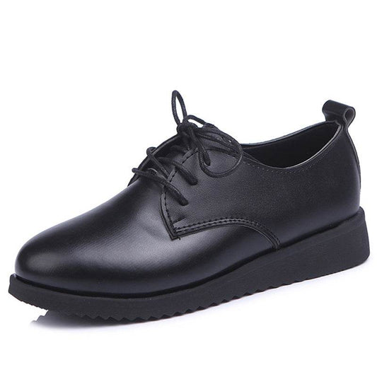 Black Flat-bottomed Round Toe Professional Work Shoes Women - Mubimart