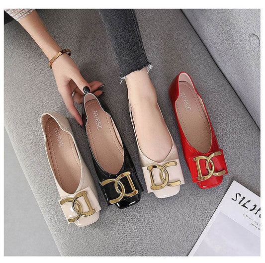 Flat Female Square Toe Low-cut Low Heel Work Casual Women's Shoes - Mubimart