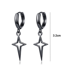 Hip Hip Men Earrings Jewelry Punk Silver Black Hollow Star Cross Pendant Small Hoop Stud Earrings For Women