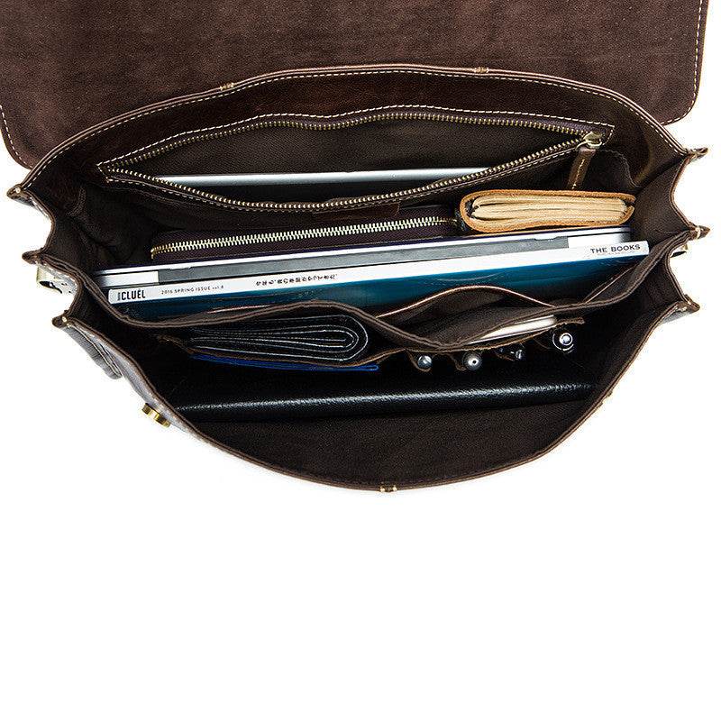 First Layer Cowhide Mens Bag Retro Trendy Texture Handbag - Mubimart