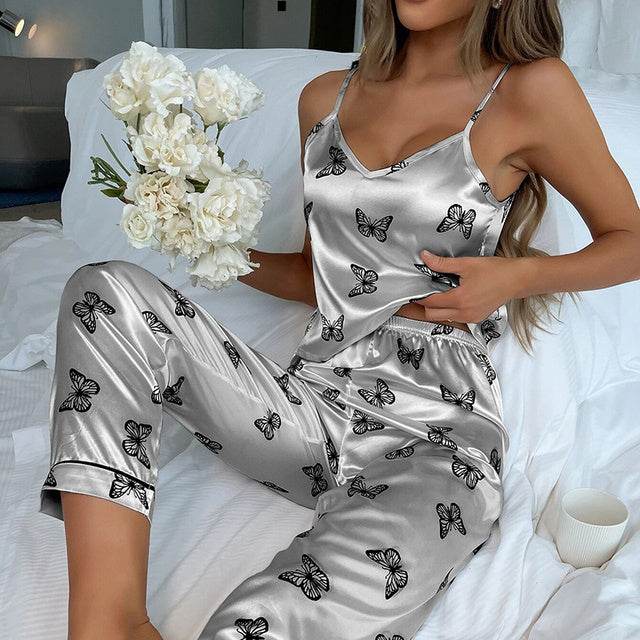 Women's Set Floral Pajama Two-Piece Set - Mubimart