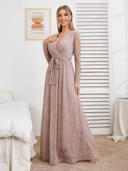 Lace Long Sleeve Prom Wedding Dress Backless - Mubimart