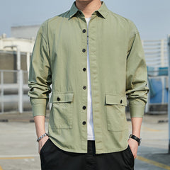 New Men's Long-Sleeved Shirt Loose Shirt Tooling Jacket