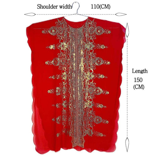 Plus Size Chiffon Elegant Graceful Sequined Shawl Gown - Mubimart