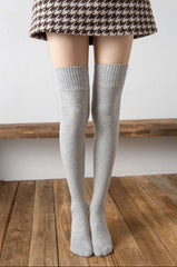 Autumn And Winter Over The Knee Socks Women Plus Velvet Thick Jk High Tube - Mubimart -  