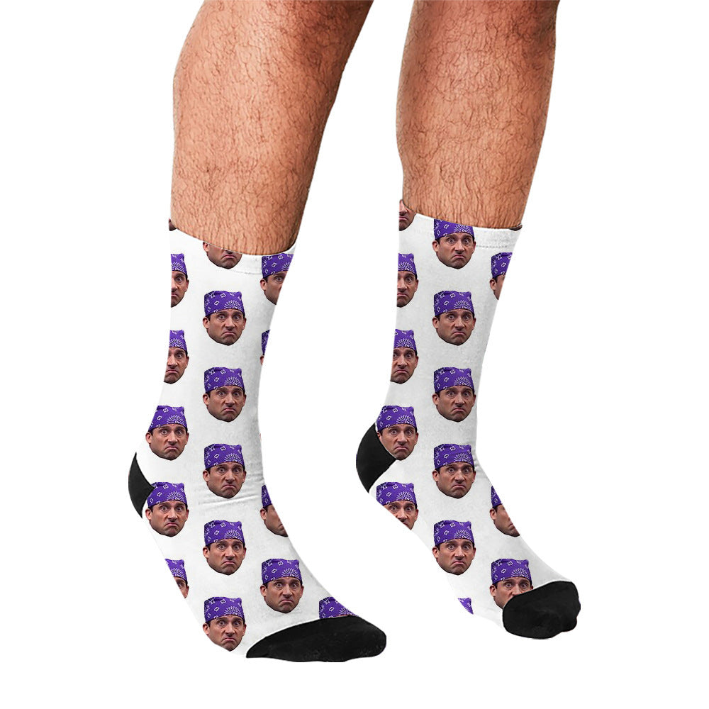 Men's Cartoon Unique Europe And America Cross Border Athletic Socks Digital Printing Lovers' Socks - Mubimart -  